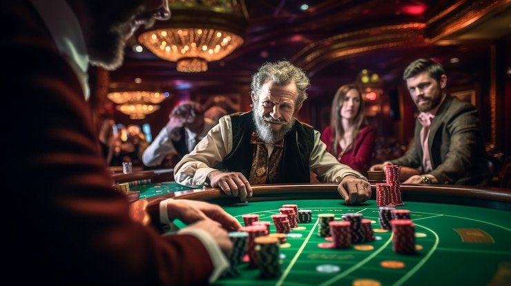 Live bandar poker table at rajalotre slot with dealer and player positions